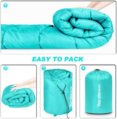 Yordawn Sleeping Bag - Ultralight 3-4 Season Camping Sleeping Bag for Adults & Kids - Waterproof Travel Sleeping Bag (Lake Blue)