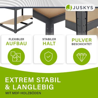 Металеві стелажі Juskys Basic 2 шт. 180x90x40 см - 1750 кг - 10 ярусів - сірий
