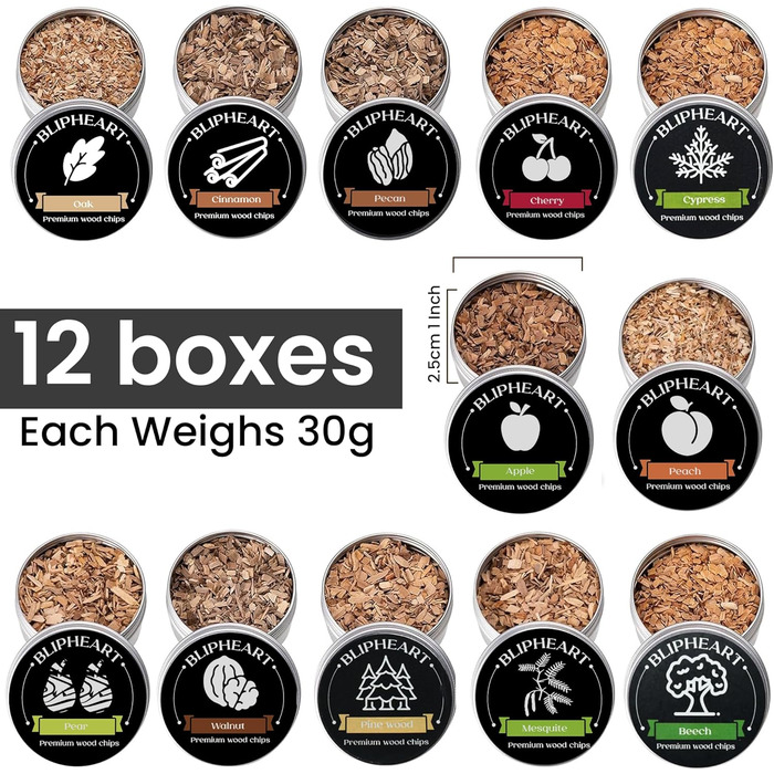 Тріски для коктейльного смокера, 12 смаків, натуральні тріски для приготування напоїв, Bourbon, Whiskey, кулінарні тріски, подарунок для чоловіка