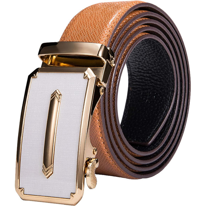 Чоловічий шкіряний ремінь Barry.Wang чорного кольору з автоматичною пряжкою (3 позиції), регульований бізнес-пояс, довжина 130 см, у подарунковій коробці