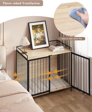 Клітка для собак EUGAD з дерева, переносна будовушка для дому, XXL, для малих/середніх собак, 104x92x60 см, міцна