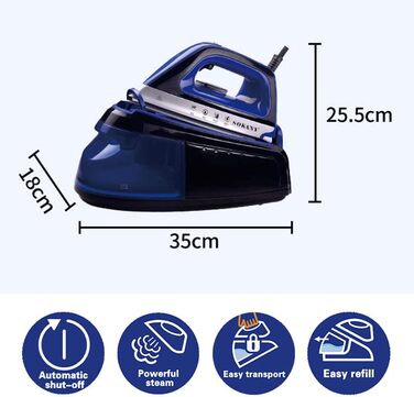 SOKANY AJ2085 Cordless Steam Iron, Bügeleisen (Iron), Wireless Steam Iron, 2400 Watt, 370ml Water Tank, Cordless Steam Iron including Base Station, Ceramic Soleplate (Green)