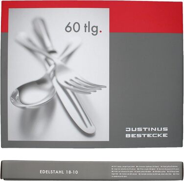 Набір столових приборів Justinus Twist 60 предметів для 12 осіб з витонченим дизайном | з нержавіючої сталі 18/10 та сталі для лез | для дому та ресторану
