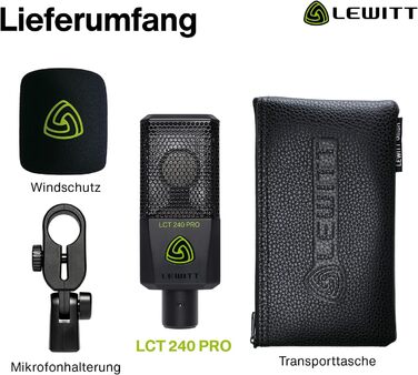 Конденсаторний мікрофон LCT 240 PRO XLR для вокалу, інструментів, подкастів та стрімінгу - професійний звук. У комплекті: мікрофонна стійка, поп-фільтр, кейс