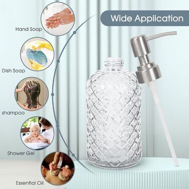 Скляні дозатори для мила Topsky (2 шт.), 400 мл, з нержавіючою помпою, для кухні та ванної кімнати