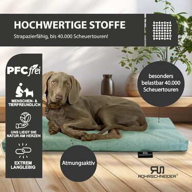 Лежанка для собак Rohrschneider, Made in EU, з антиковзким покриттям, міцна, для собак маленьких, середніх та великих порід, також для котів, з мискою, розмір 2 (тюрквіс), 120 x 75 x 7 см