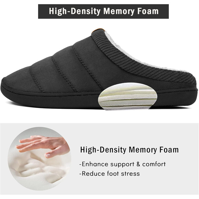 Чоловічі тапочки зимові теплі м'які комфортні з піною Memory Foam, неслизькі для дому та вулиці (43/44 EU, Темно-сірий)