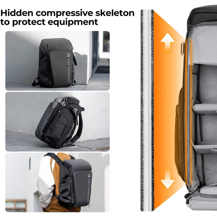 Рюкзак для фотокамери K&F Concept Alpha 25L сірий - для фотографів, з відділенням для 16-дюймового ноутбука, сумісний з дронами DJI Mavic