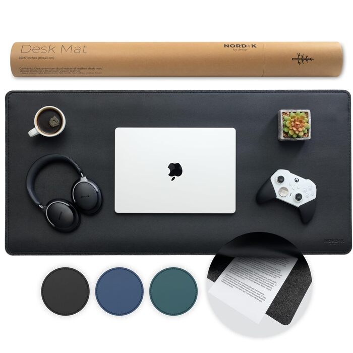 Килимок для миші та клавіатури Nordik Filz 89x43 см, чорний - захист столу, офісний килимок