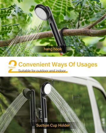 Portable Camping Shower with Pump - Rechargeable Battery Powered Camping Shower Set with 1.8m Hose - Camping Shower Set for Garden, Camping, Car Washing, and Pet Washing