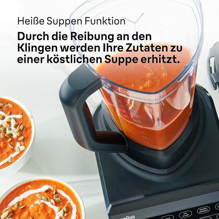 Braun PowerBlend 9 JB9040 High-Performance Blender – Stand Mixer with Glass Mixing Jug, 18 Mix Programs, 10 Speeds + Pulse Function, Hot Soup Function, Cleaning Program, Masher, 1600 W, Black