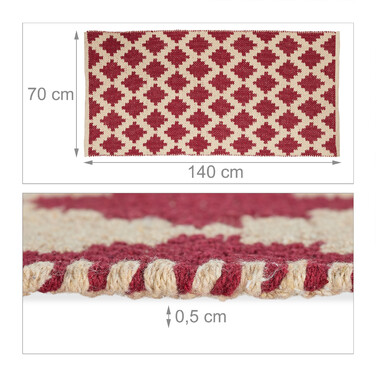 Relaxdays Cotton Runner Rug, 70 x 140 cm