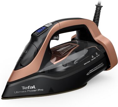 Tefal Ultimate Power Pro Steam Iron, 3200 Watts, Continuous Steam Output 85 g/Min., Steam Boost, Pump System, 2 Steam Levels, Stain Protection, Black/Bronze, FV9E50E0