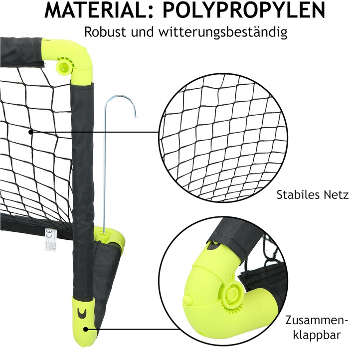Dunlop 2-Pack Soccer Goal Set - Foldable Football Goal for Kids - Indoor/Outdoor Training Accessory - Black/Yellow 50x44x44cm