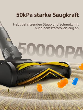 Бездротовий пилосос Ultenic U15 з акумулятором, 50000Pa, 580W, 65хв, GreenEye, антизаплутувальна щітка, телескопічна труба, для килимів, твердих поверхонь та шерсті тварин, золотий