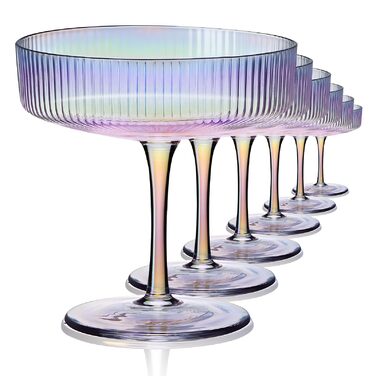 Набір келихів для мартіні CUKBLESS (6 шт.), 200 мл, вінтажний дизайн, ручної виготовлення, для коктейлів, десертів, віскі та мартіні