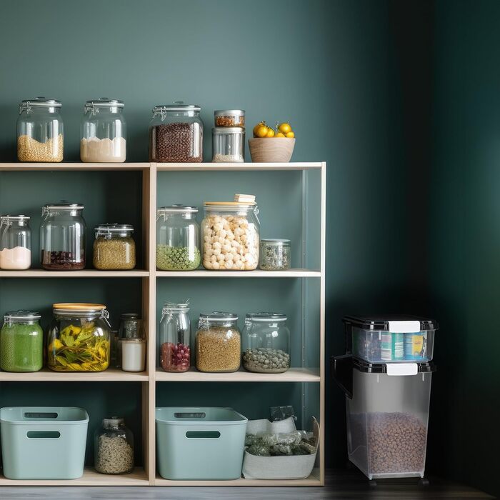 Коробки для корму для собак Relaxdays 2 шт., 10L та 30L, з кришкою, роликами, лопаткою, прозорі/чорні