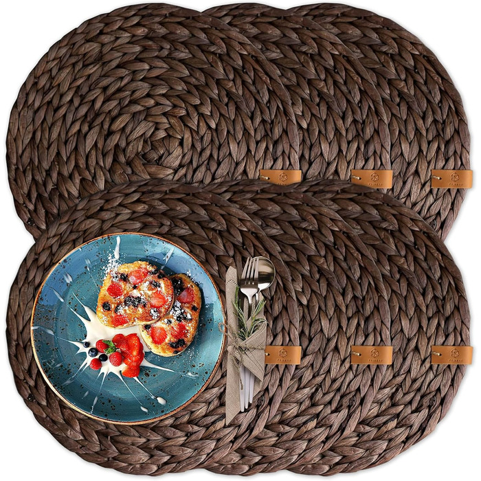 Oslo Table Setting Set Round Water Hyacinth Natural - (6, 38cm brown)