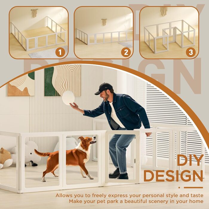 Вигул для цуценят Citylife 8-TLG 60 см, розкладний вольєр для собак з дверима, вольєр для собак у квартиру, великий вольєр для собак, котів, кроликів, дрібних тварин, неслизький, прозорий