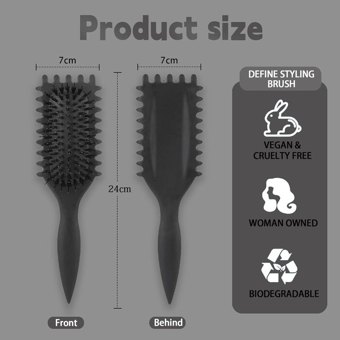 Щітка для локонів Lockenbürste: розгладжує, формує, не тягне, нейлон, унісекс (24 см)