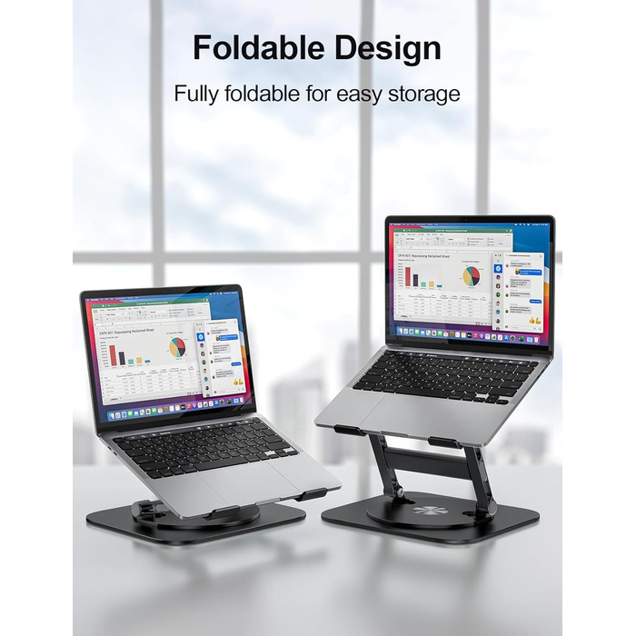 MCHOSE Adjustable Laptop Stand - Ergonomic Aluminum Laptop Riser for Desk - 360° Rotation - Compatible with MacBook Air & 10-17