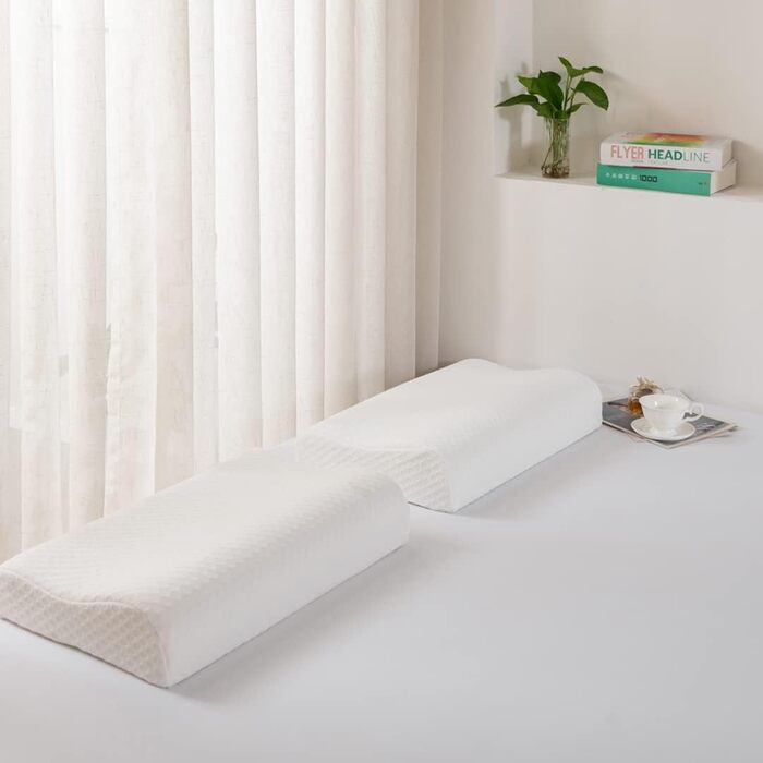 Good Night Memory Foam Cervical Orthopedic Neck Support Ergonomic Pillow Contour Groove Pillow for Neck Pain Side Sleepers (65 * 35 * 11/9)