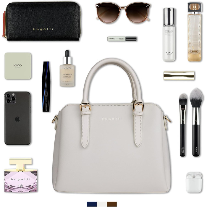 Сумка жіноча Bugatti Ella бежевого кольору, штучна шкіра Saffiano, середнього розміру, стиль боулінг