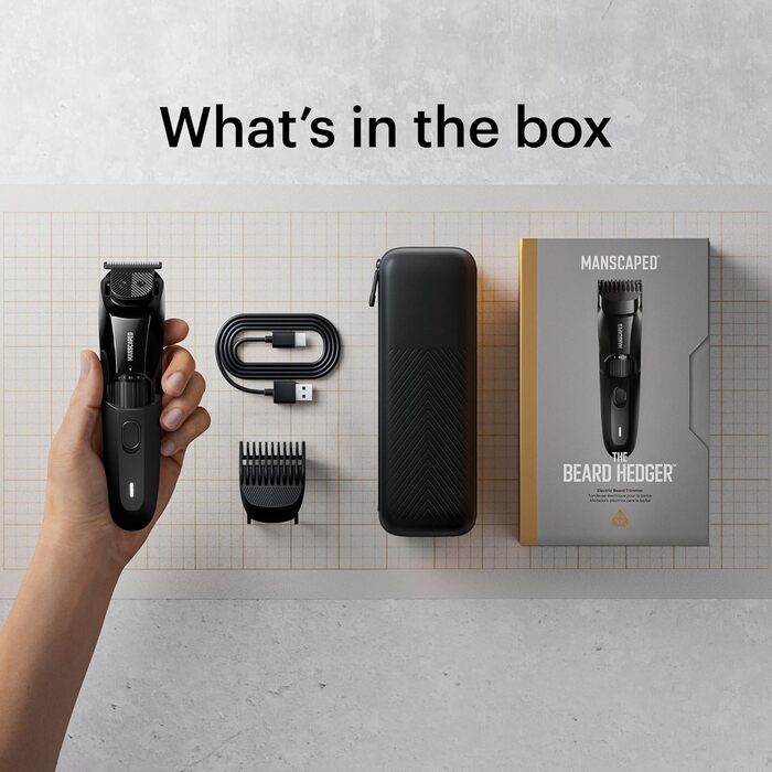 The Beard Hedger® by MANSCAPED®, beard trimmer/beard shaver, 20 length settings, stainless steel T-blade for precise trimming, 60 minutes of cordless runtime, waterproof