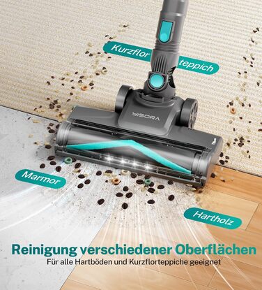 Акумуляторний пилосос 25000Pa, 175W, 50хв, бездротовий, з антизаплутувальною насадкою, самостійно стоячий, легкий, для килимів, твердих підлог, шерсті тварин (Цянь)