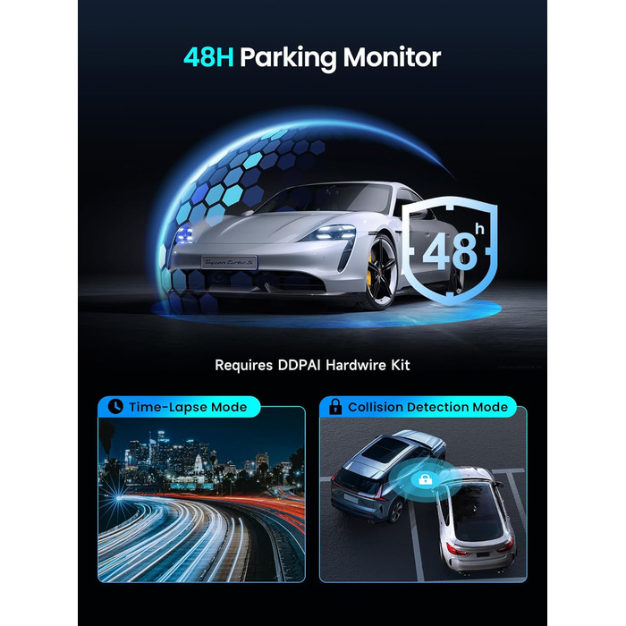 Відеореєстратор DDPAI Z50 Pro 4K: передня та задня камери, GPS, WiFi, ADAS, 64GB