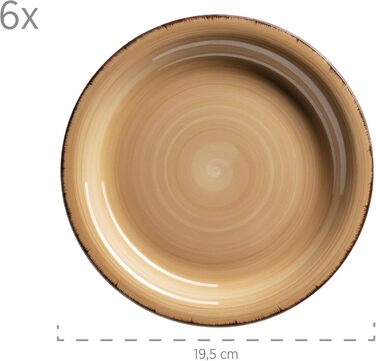 MÄSER Bel Tempo II Набір посуду для сніданку на 6 осіб, вінтаж, ручне розмальовування, 18 предметів, кераміка, бежевий