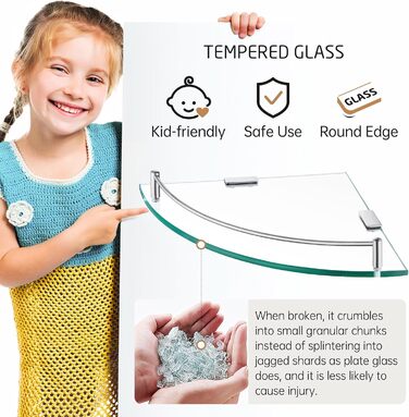 Скляна поличка для душу KES - 2 шт. з нержавіючої сталі (SUS304) для ванної кімнати