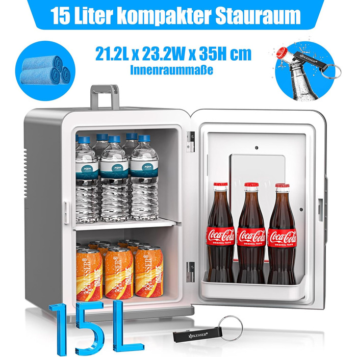 KESSER® Міні холодильник/термобокс 2в1, 15л, AC/DC, для авто, офісу, дому, кемпінгу
