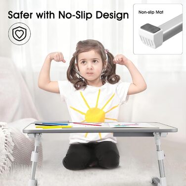 Стіл для ноутбука в ліжко, регульований, з ящиком, 60 x 34 см, бежевий