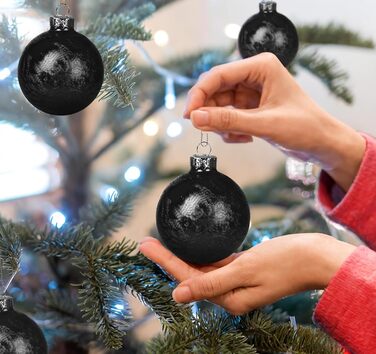 Скляні кулі Hengsong на Різдво: 24 шт. чорні та золоті, 6 см. Декорації для ялинки, різдвяний декор