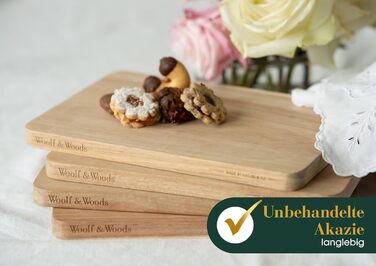 Набір кухонних дошок Woolf & Woods з акації, 4 шт, натуральні, товсті, для нарізки та сервірування