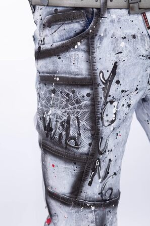 Чоловічі джинси Cipo & Baxx Iceblue Slim Fit 31W/34L з потертостями та стразами