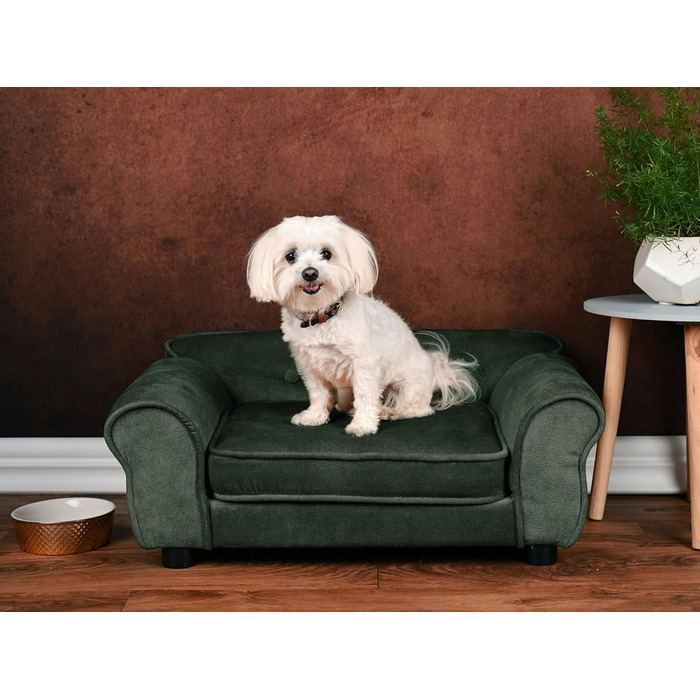 Диванчик для домашніх тварин MG Design, темно-зелений, стабільний, м'який, легко чиститься, для собак та котів, готовий до використання, W12