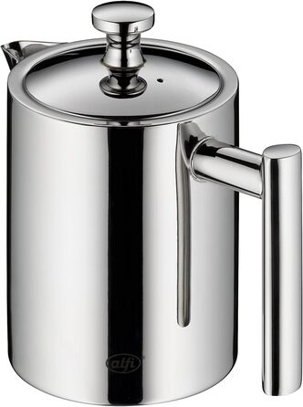 alfi TEA POT 1.40L, Stainless steel insulated carafe with tea strainer and tea catcher, single-walled stainless steel, durable thermos, ideal as a teapot for loose tea, dishwasher-safe, BPA-free (0.6 L)