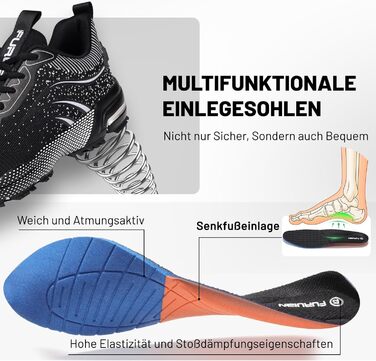 Чоловічі та жіночі робочі черевики Furuian з металевим підноском. Легкі, спортивні, дихаючі, чорного кольору. 42 EU