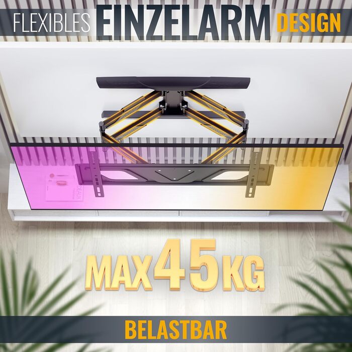 Кріплення для телевізора RICOO S9564: універсальний настінний тримач для телевізорів 40-75 дюймів (VESA 600x400, до 45 кг) з можливістю нахилу та повороту