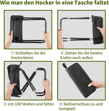 Складний туристичний стілець EASYLOCK, чорний. Максимальне навантаження 150 кг