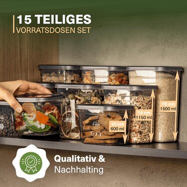 Герметичні контейнери для зберігання їжі | Набір 25 контейнерів | Без BPA | Для крупи, борошна, цукру | Практичні бокси для кухні (Peggy15)