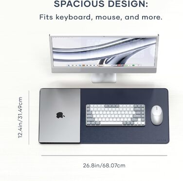 Килимок для миші SATECHI преміум PU блакитний 68x31.5 см для офісу та дому