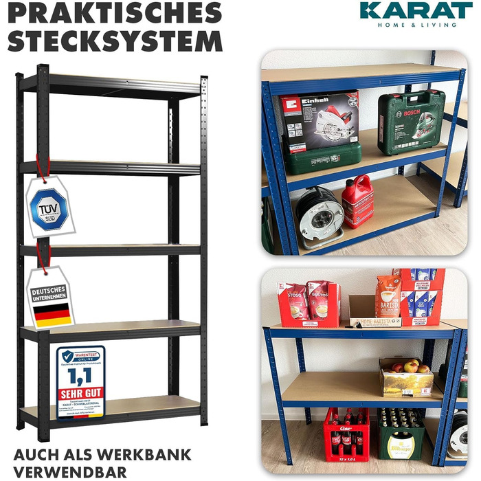 KARAT Heavy-Duty Shelving Unit, 2-Piece Set