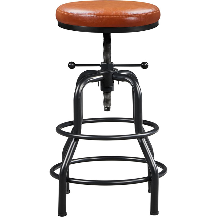 Yaheetech Adjustable Height Vintage Bar Stool with Thick Cushion - Faux Leather Counter Stool for Kitchen, Dining Room, Bar, Cafe