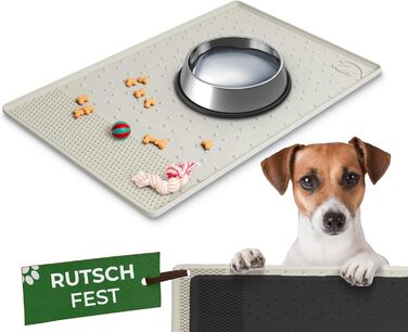 Підставка для миски для собак - непромокальна, нековзна, з високим бортиком - килимок для годування - універсальна - силіконова підставка для миски (чорна, велика) 55x40 см