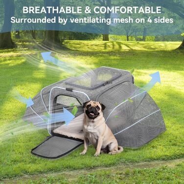 Транспортний бокс для кота/собаки Petsfit - складаний, сірий, M, з м'яким килимком