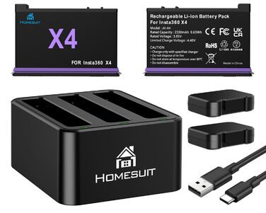 Акумулятор Insta360 X5 2 шт. 2850mAh + LED зарядний пристрій + Micro SD картридер (2x акумулятор X4, 1x LED зарядний комплект)