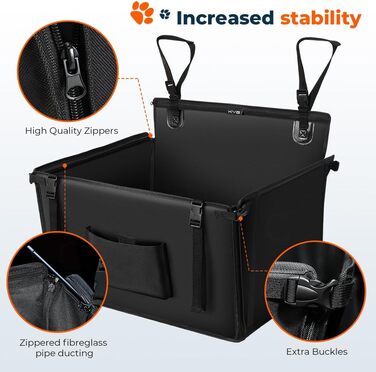 KYG Dog Car Seat - Extra Stable, Waterproof, Non-Slip - Reinforced Dog Seat for Medium & Large Dogs - L: 70x55x36cm